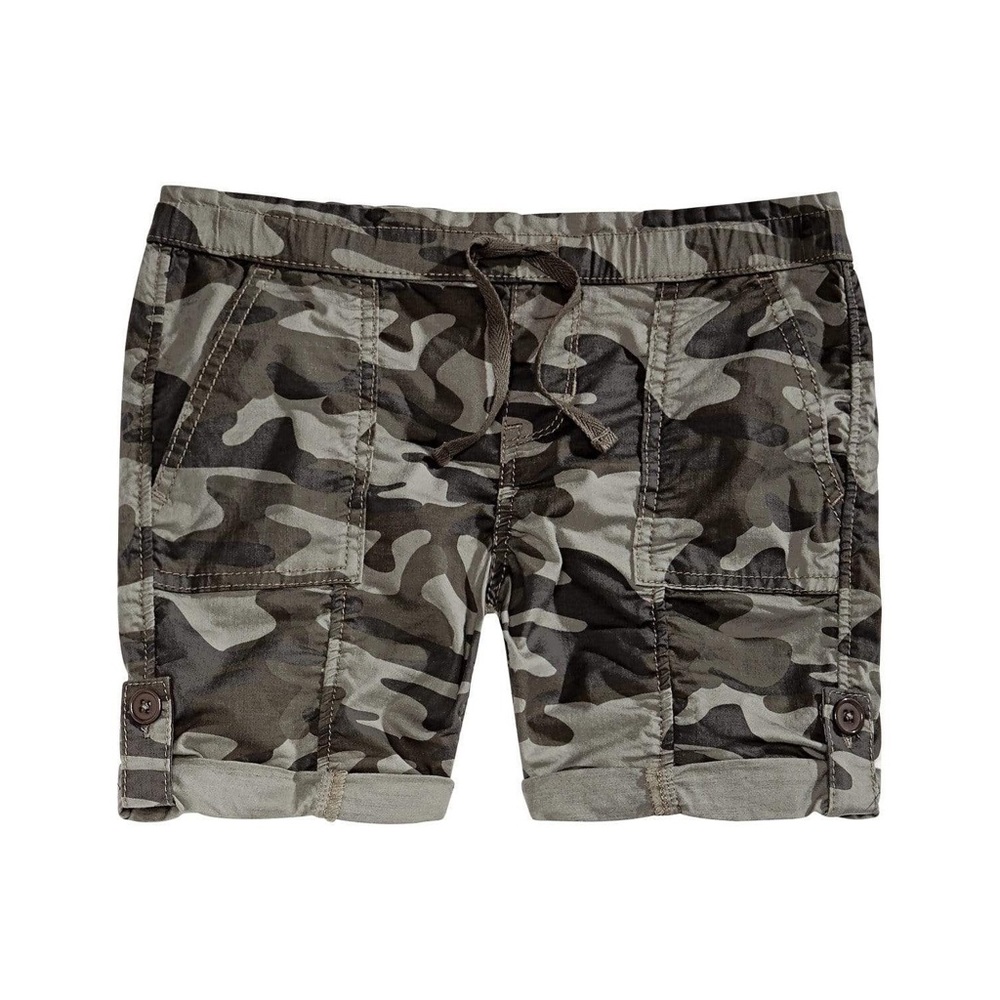 Imperial Star Girls Gray Camouflage Roll Hem Pull-on Shorts Girls Size 10